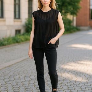 Vince cap sleeve sheer top size Small